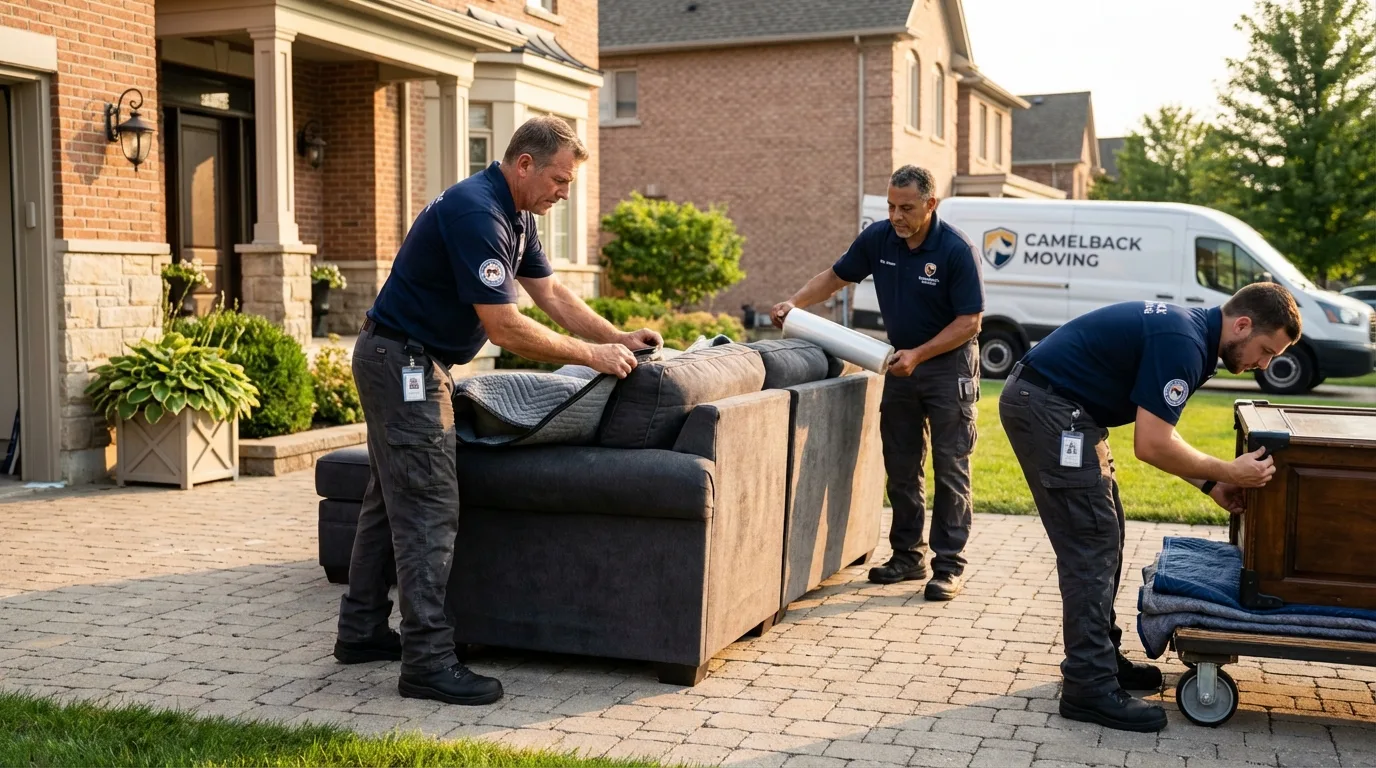 Large estate moving crew wrapping furniture in Bradley Beach, NJ