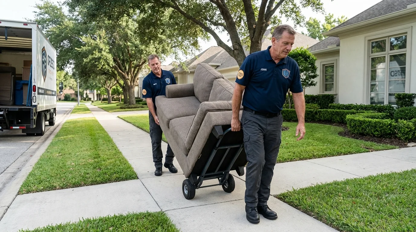 Local residential moving crew loading furniture in Bradley Beach, NJ