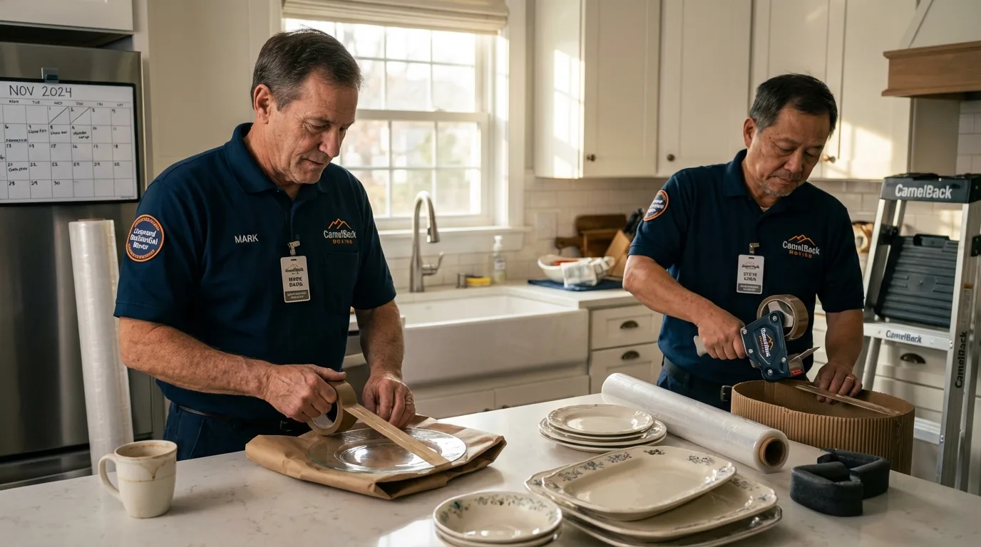 Professional crew packing kitchen dishware in Bradley Beach, NJ