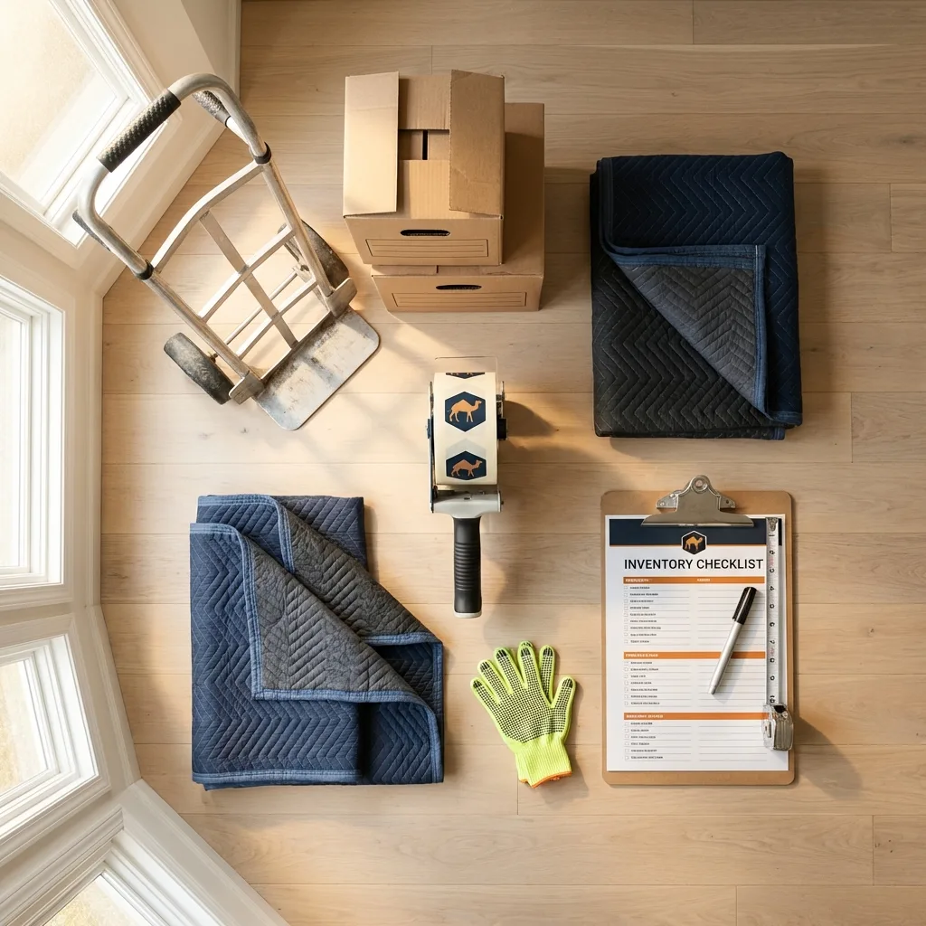 Professional moving supplies and packing materials layout for Bradley Beach residential relocations